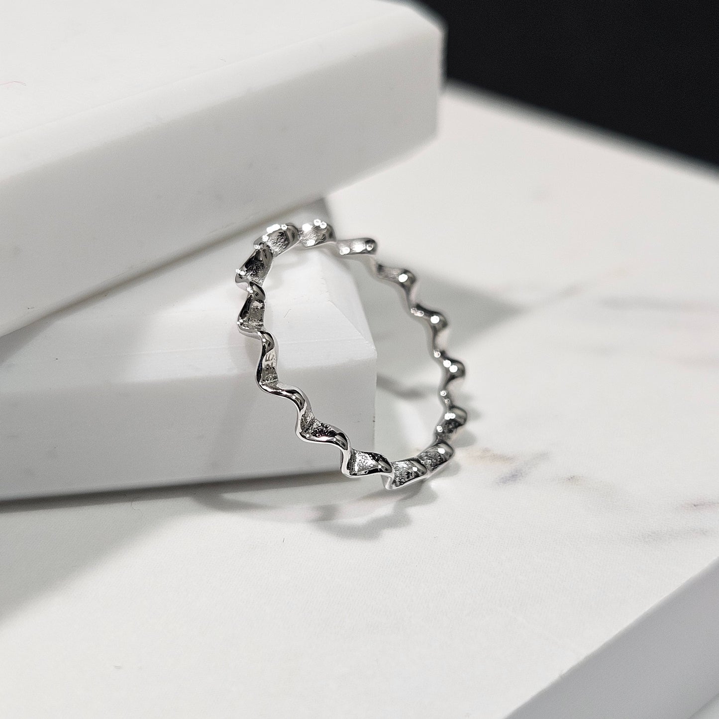 Stackable Zick-Zack Tricolor silver Ring