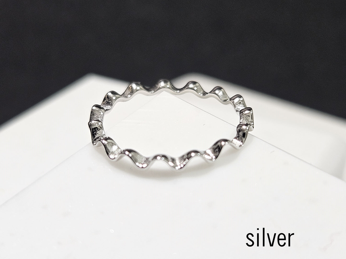 Stackable Zick-Zack Tricolor silver Ring