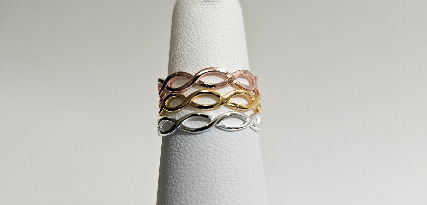 Infinity ring Tricolor Silver Ring Stackable