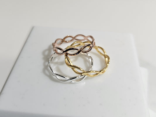 Infinity ring Tricolor Silver Ring Stackable