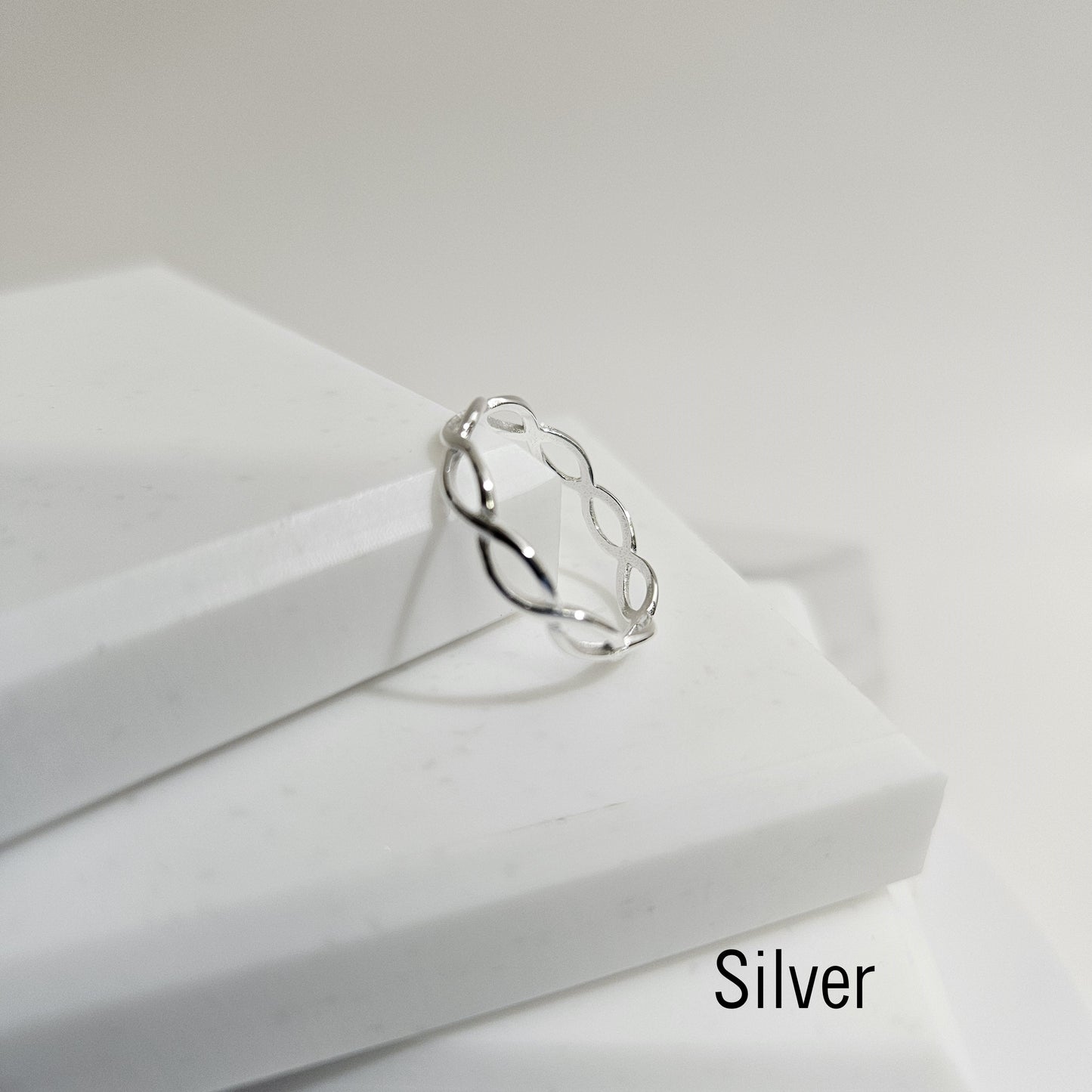 Infinity ring Tricolor Silver Ring Stackable