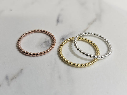 Stackable Thin dot Tricolor Silver band