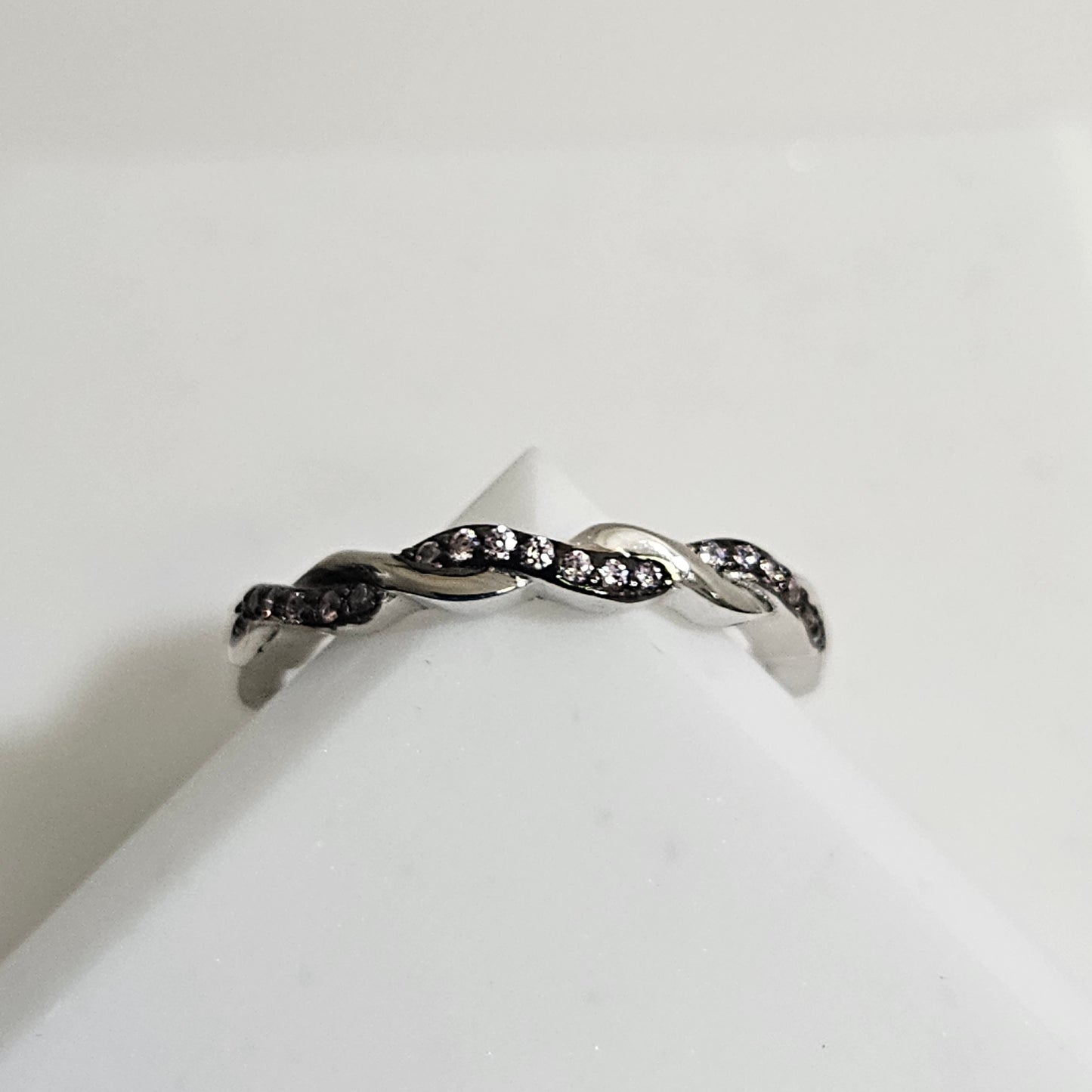 Clear CZ wrap around silver ring