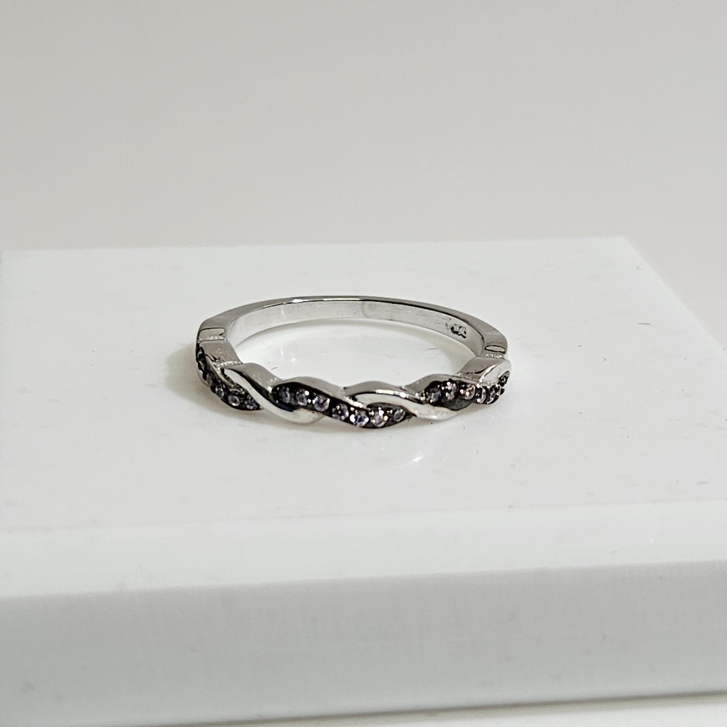 Clear CZ wrap around silver ring