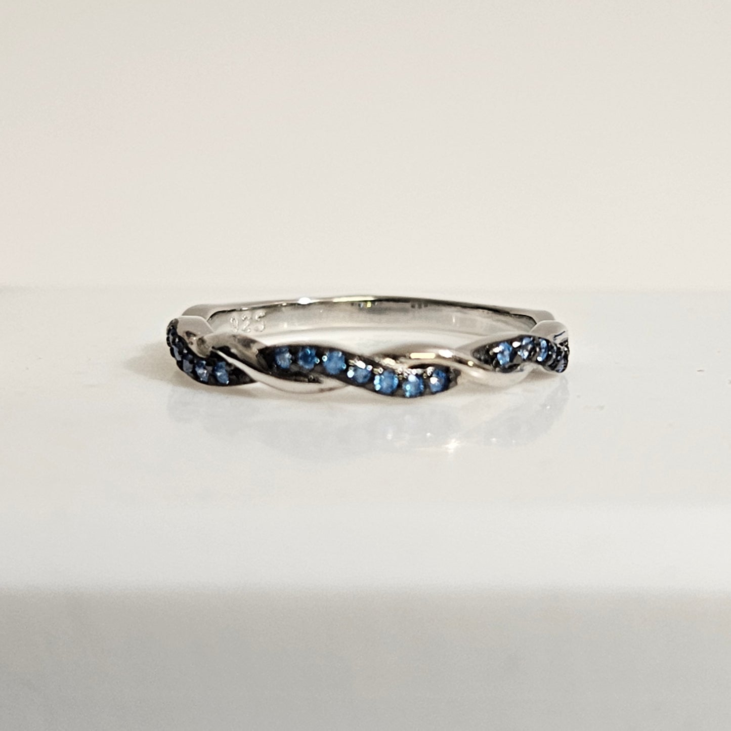 Blue sapphire cz wrap around ring