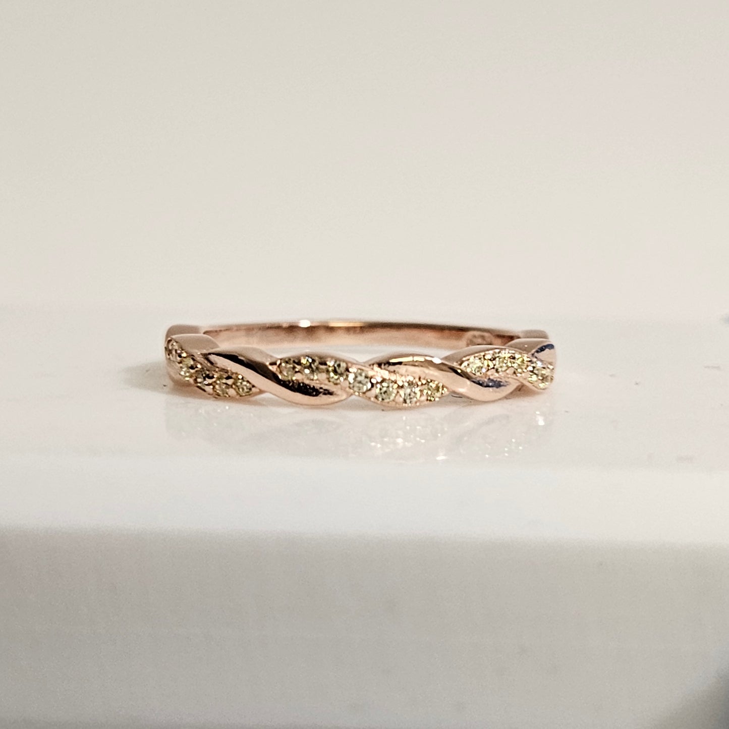 Clear CZ wrap around sterling silver ring with rose gold plated