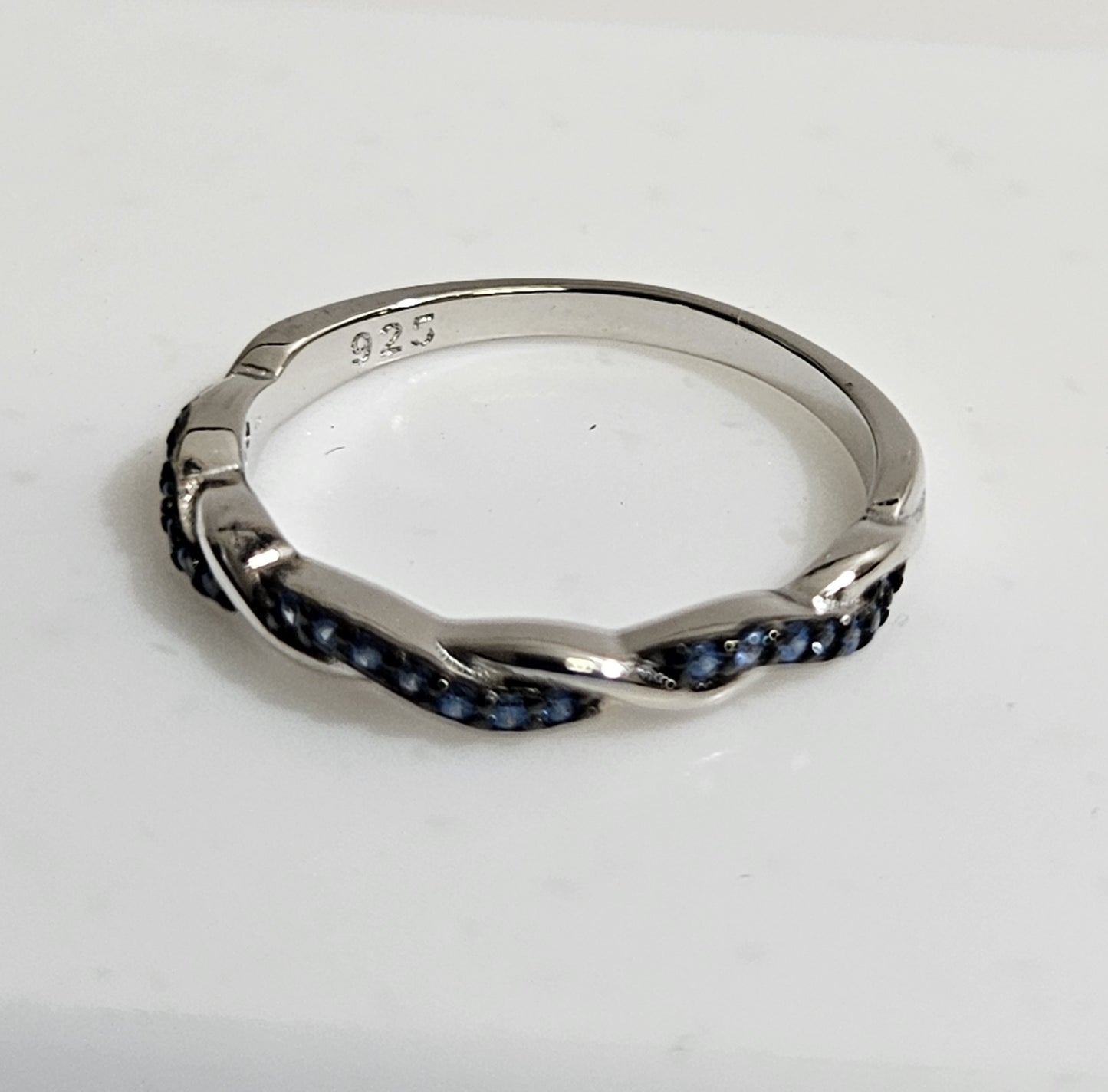 Blue sapphire cz wrap around ring