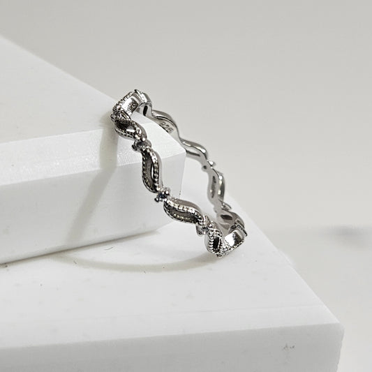 Barbed wire style Laser cut Silver ring