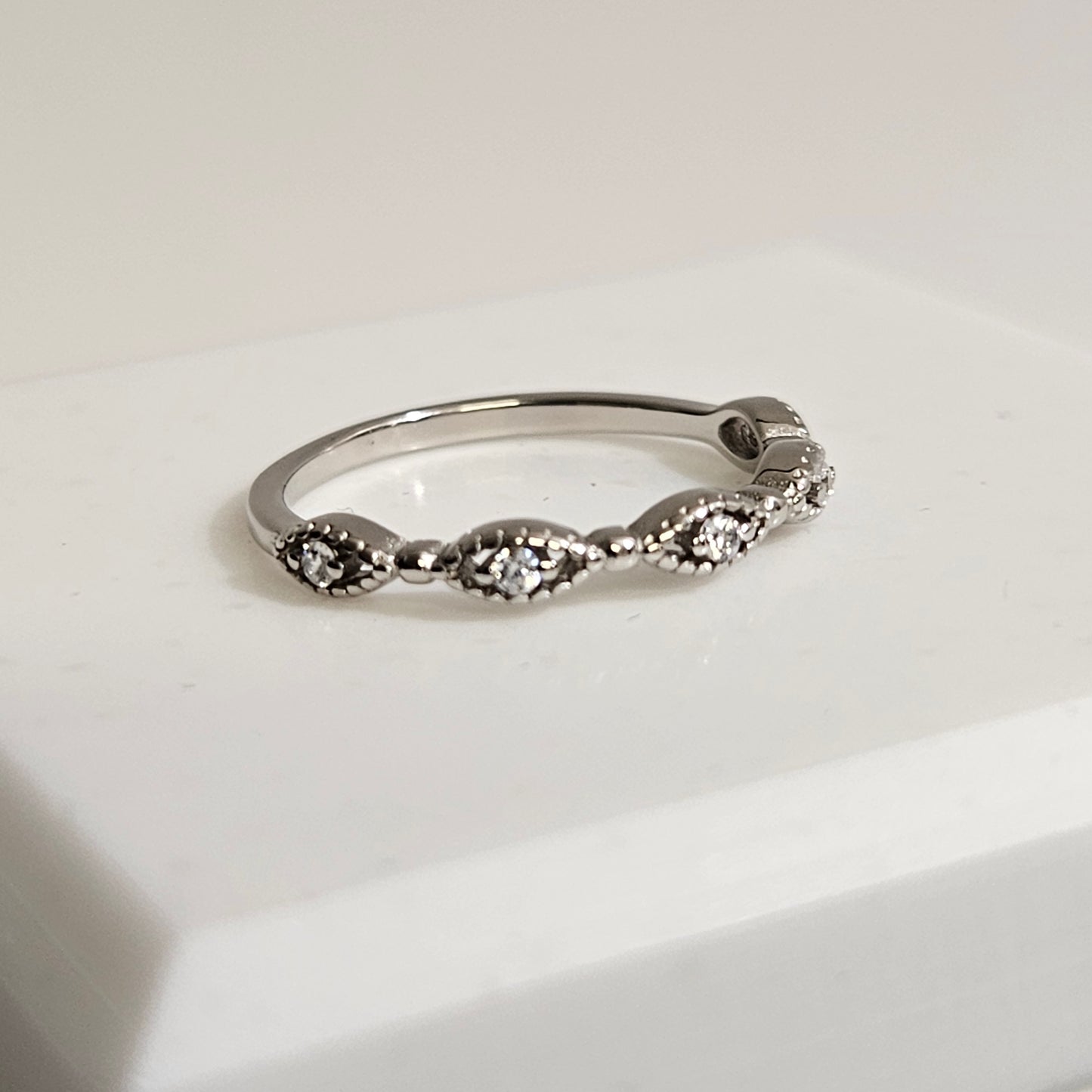 Cute silver ring with clear cz