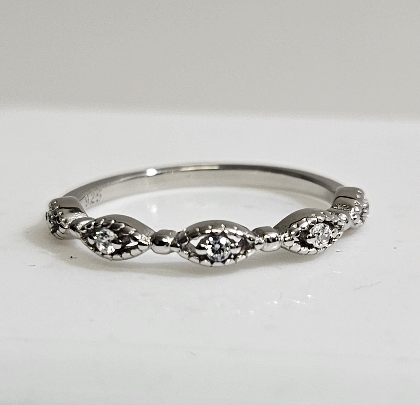 Cute silver ring with clear cz