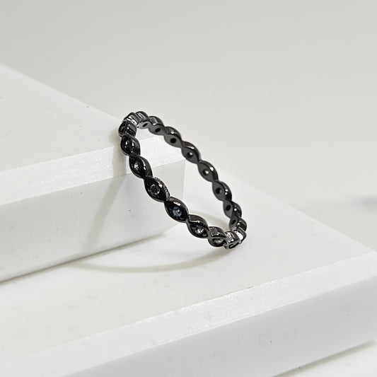 Black CZ sterling silver band