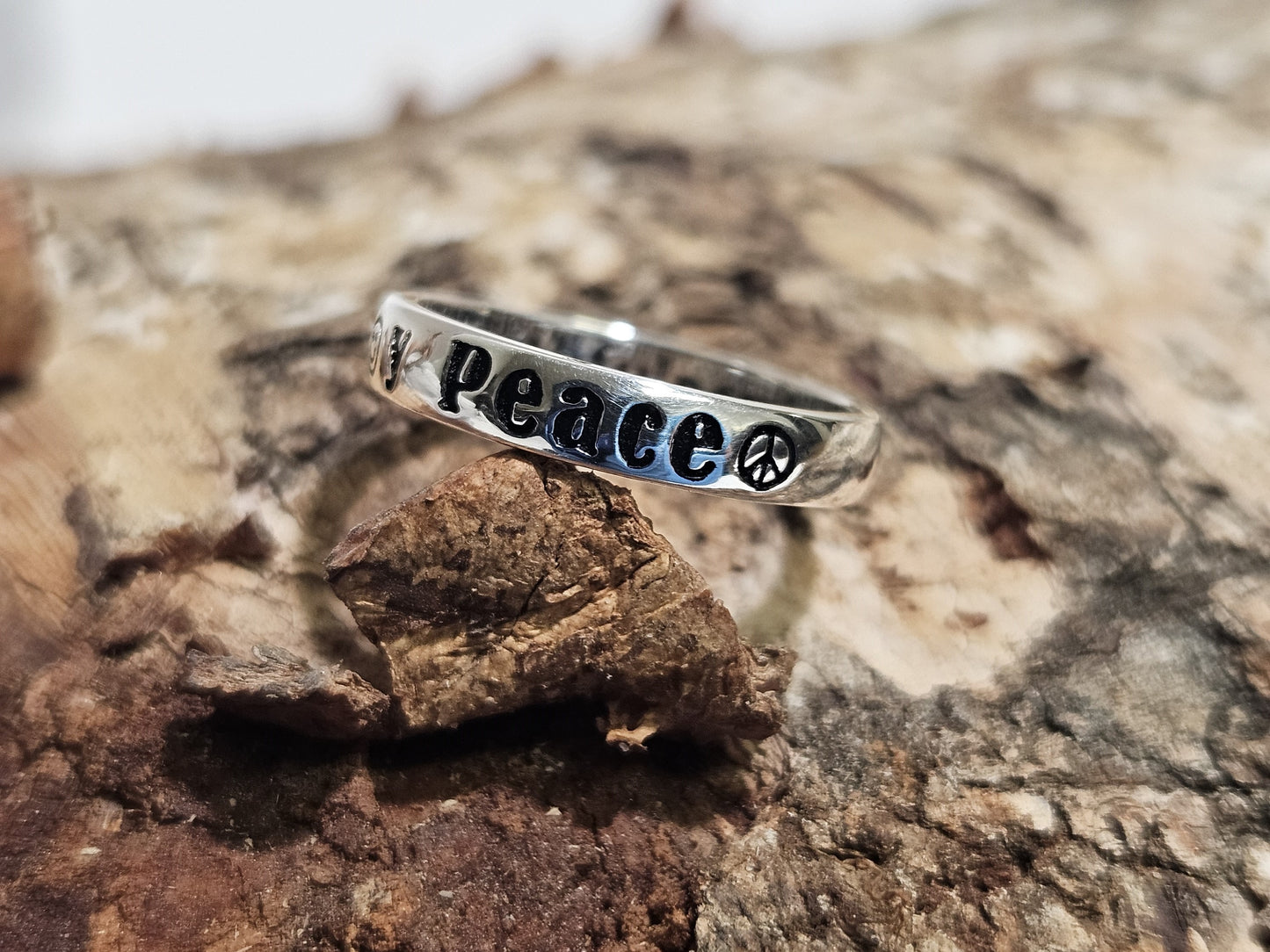 Love-Joy-peace silver Ring