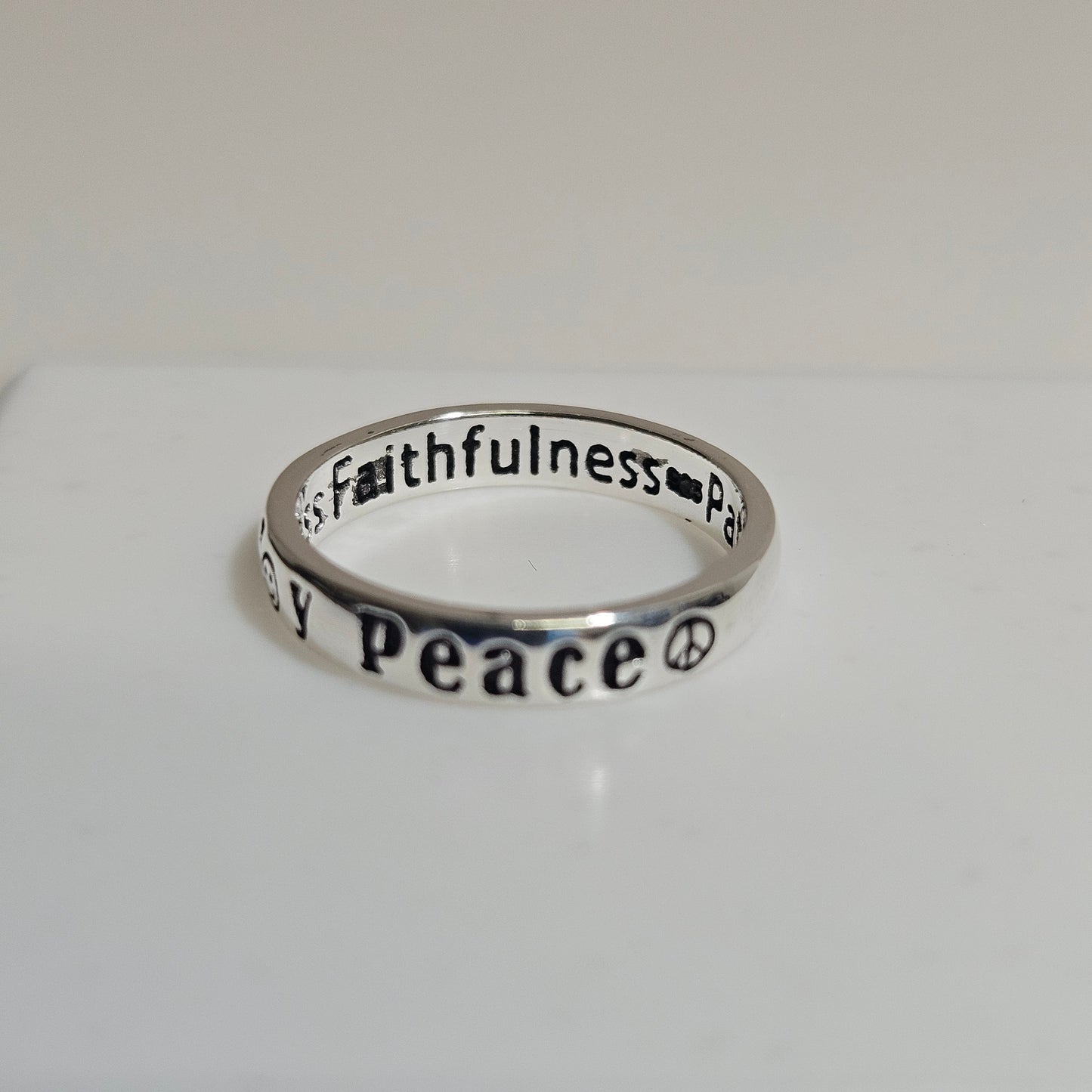 Love-Joy-peace silver Ring