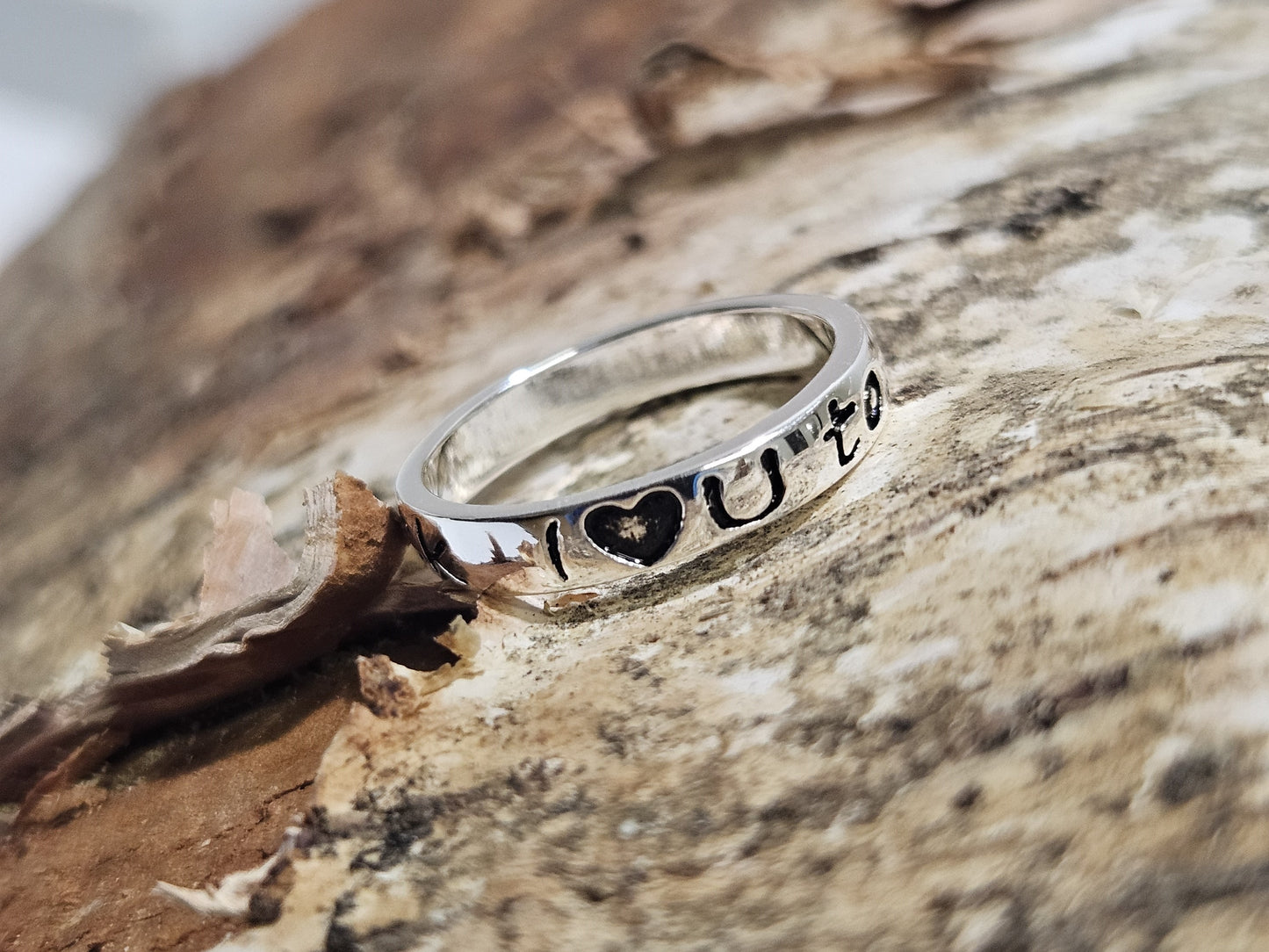 Love you To the Moon and back Silver ring