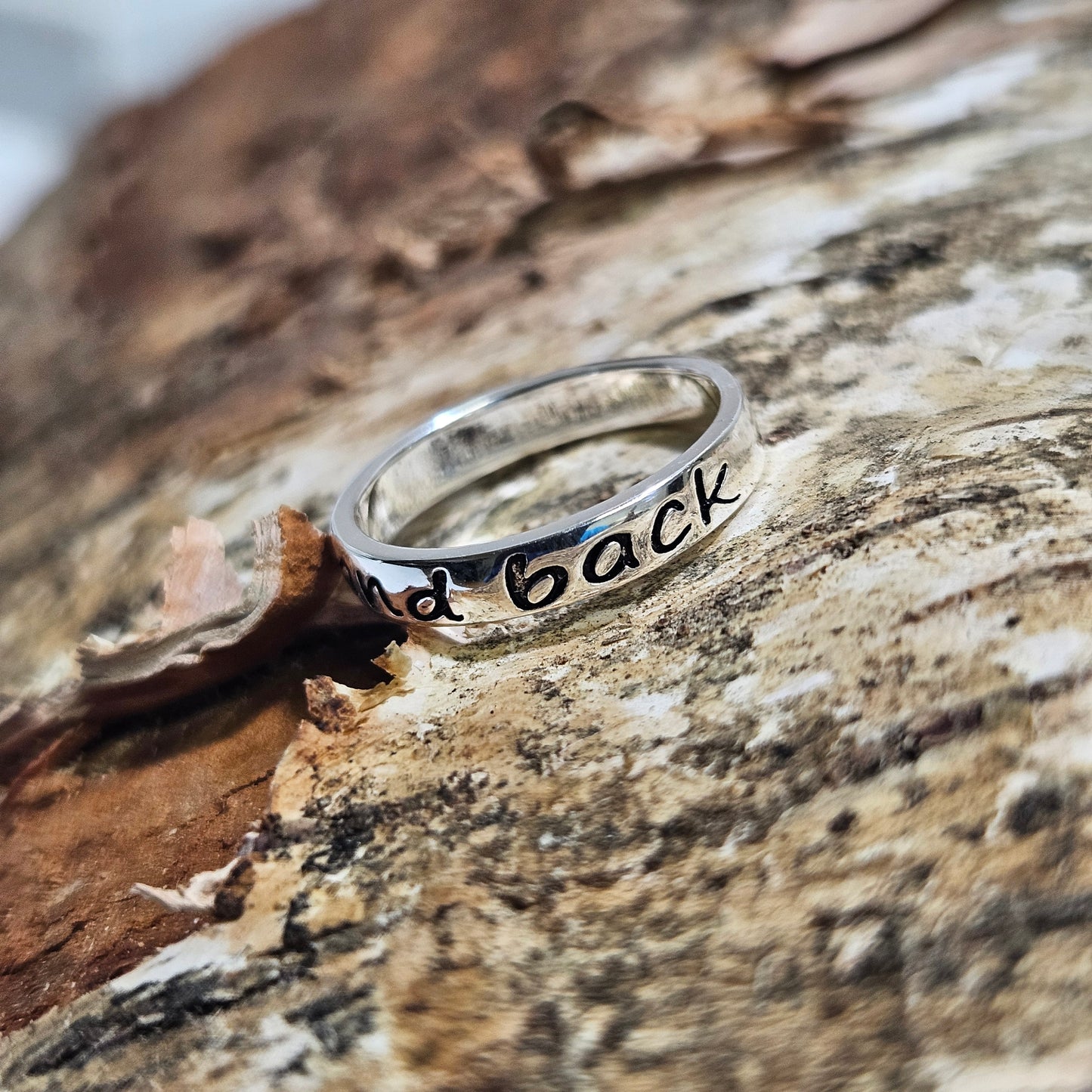 Love you To the Moon and back Silver ring