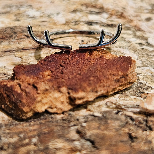 Deer antler silver ring