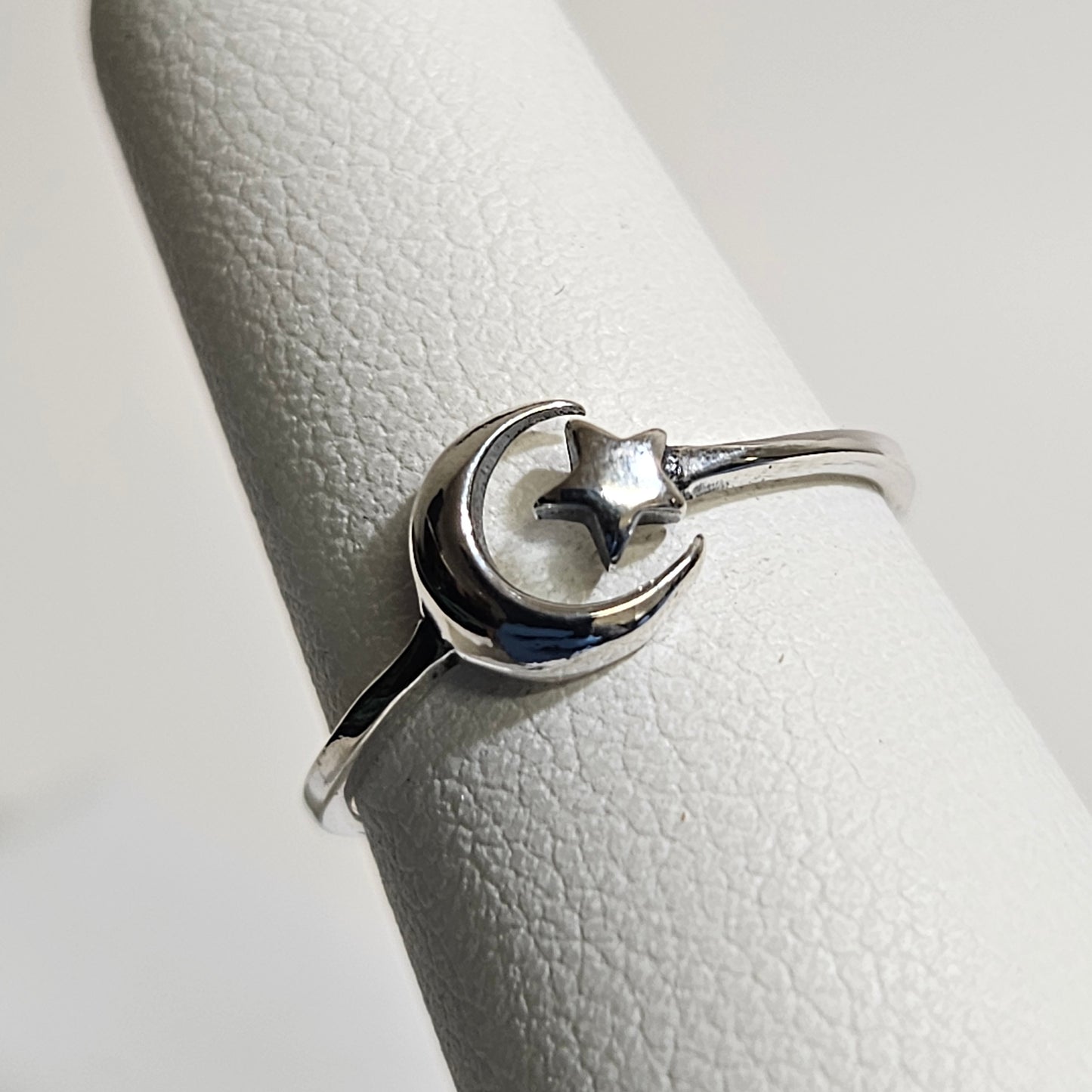 moon and star silver ring