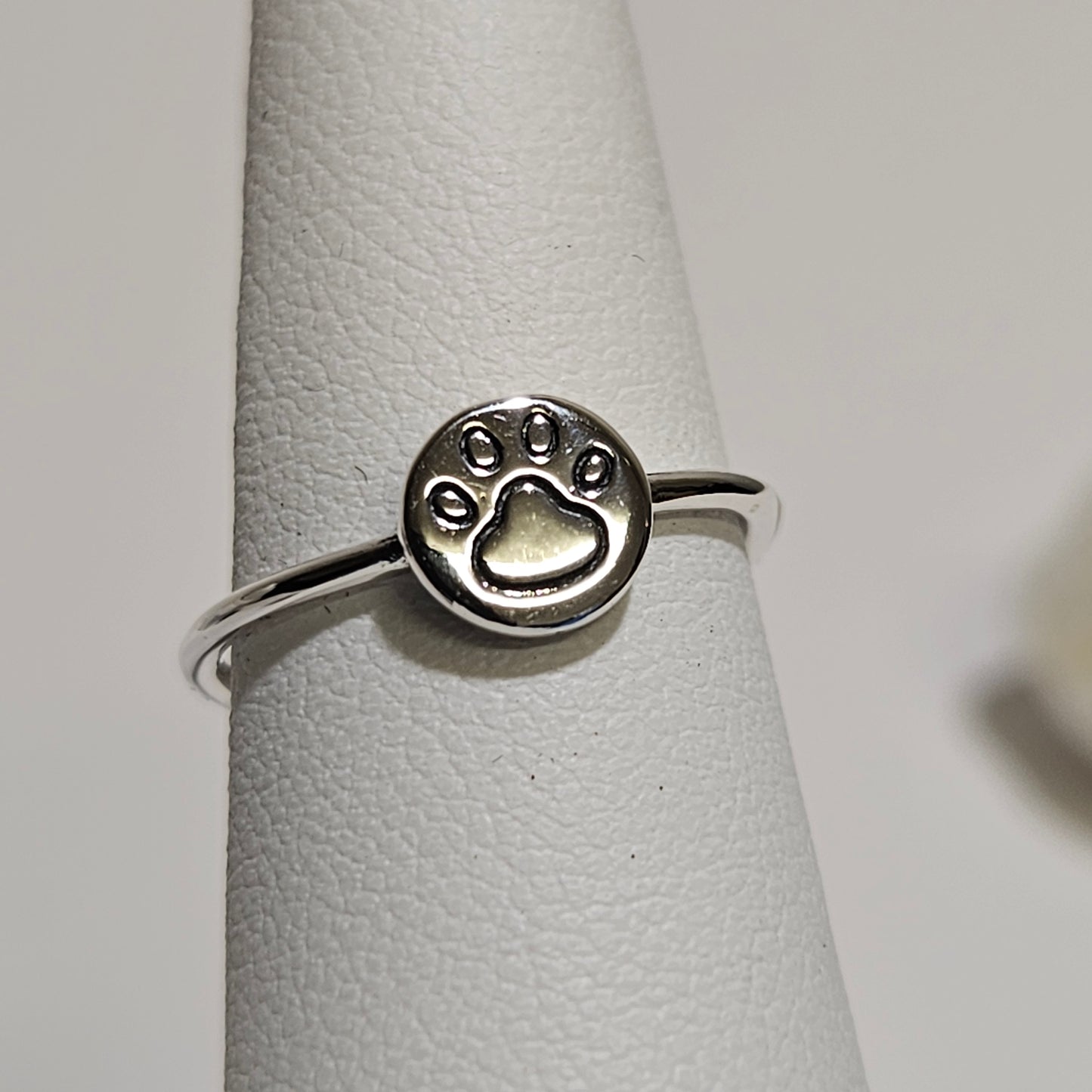 Cute PAW print silver ring