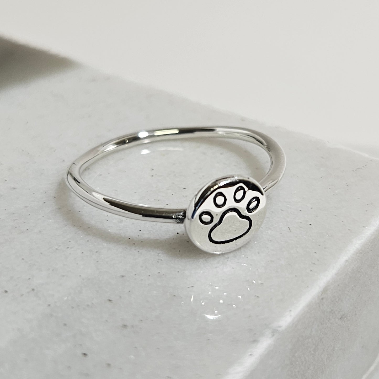 Cute PAW print silver ring