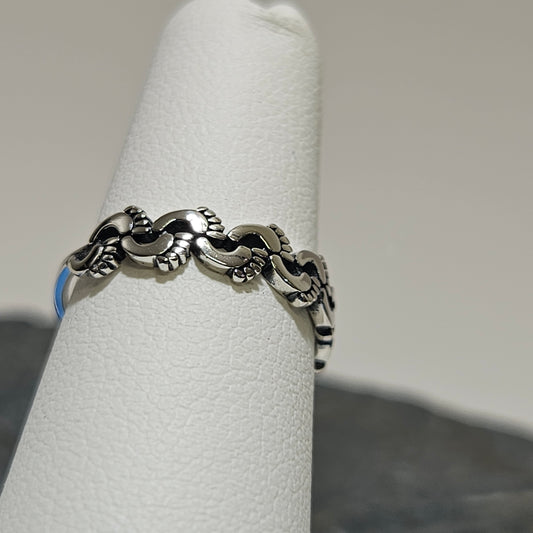 foot prints silver ring