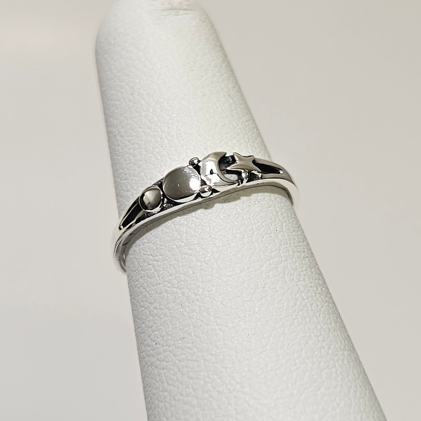 sun- moon -star silver ring