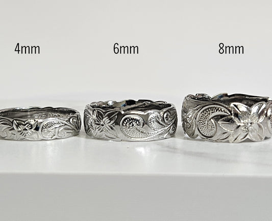 Traditional design 925 Sterling silver hawaiian ring (available 3 bands width)