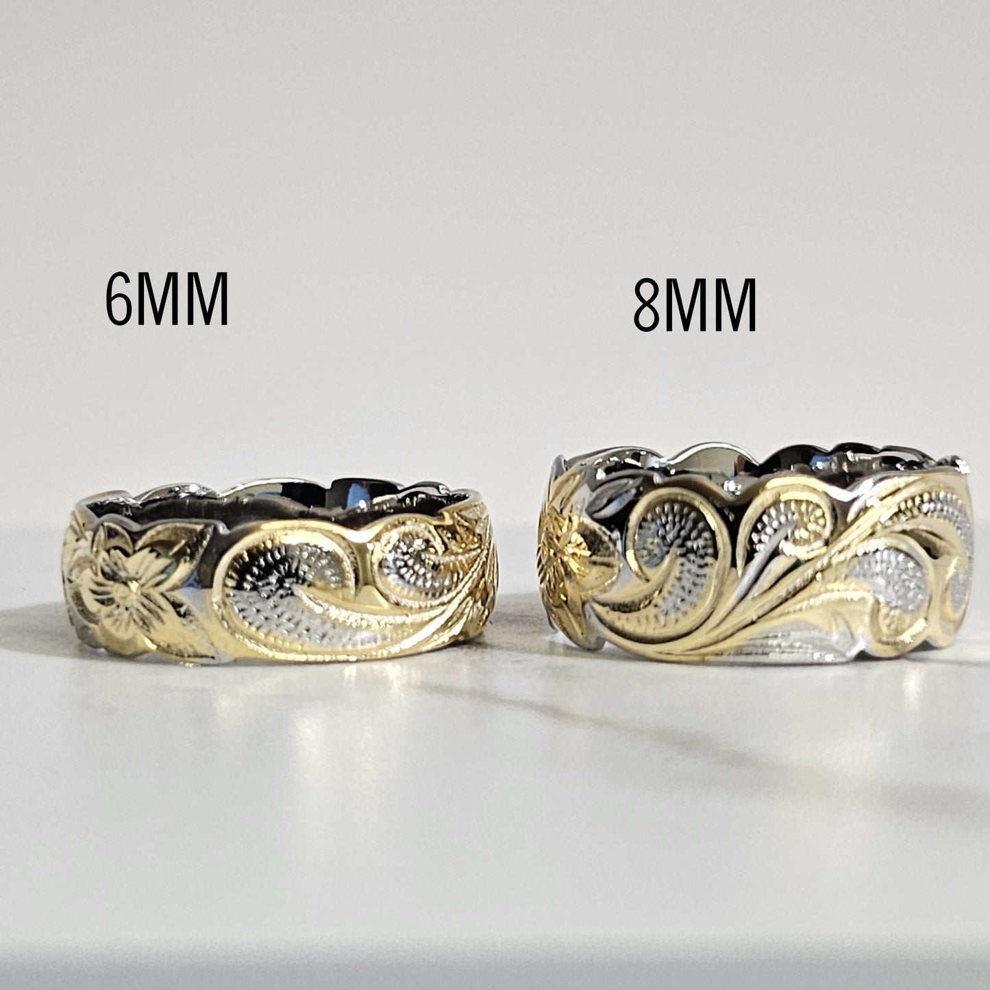 Two-Tone 18k gold plated and silver hawaiian band(6mm/8mm)