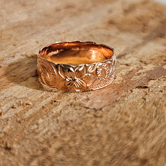 6MM 18K rose gold plated sterling silver hawaiin ring