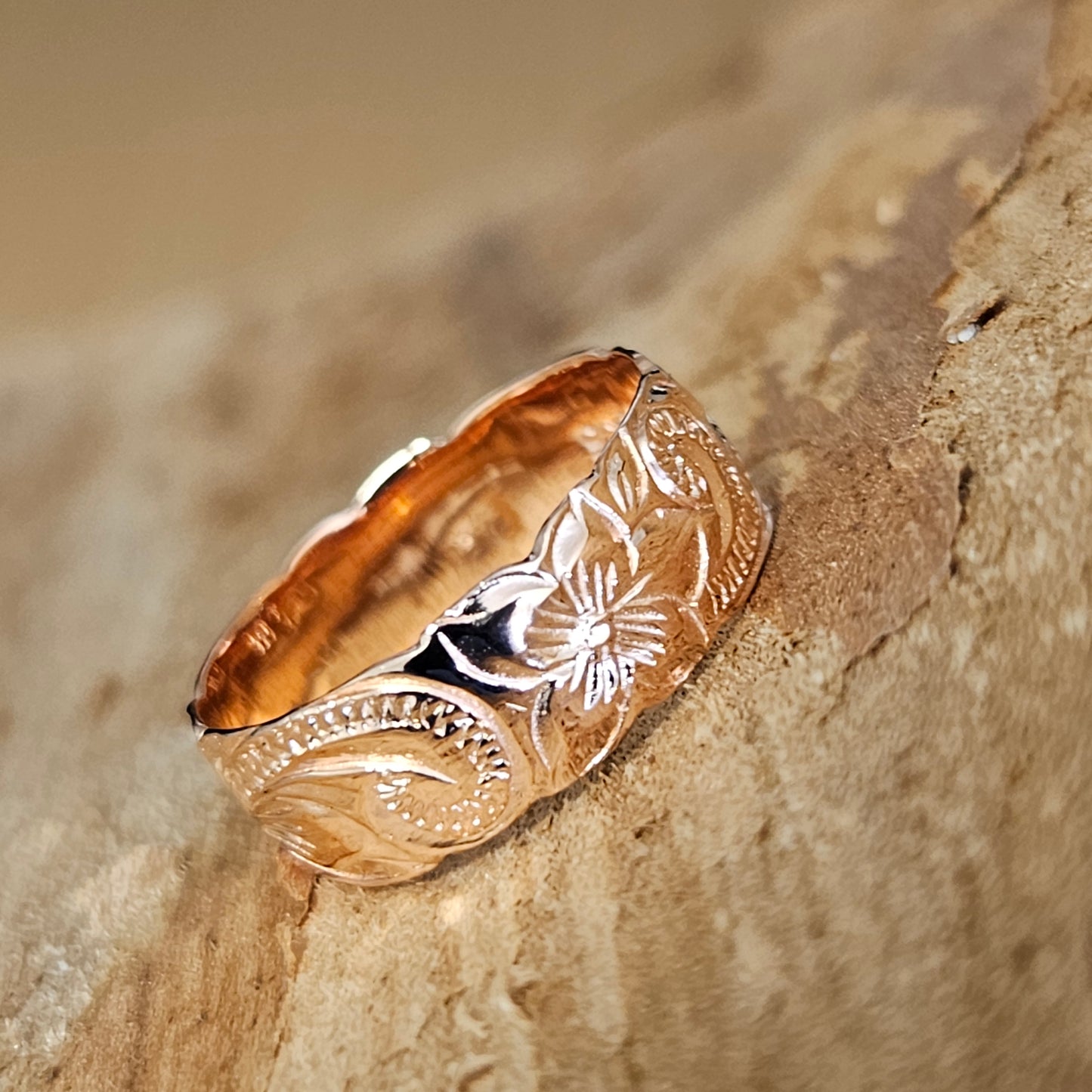 6MM 18K rose gold plated sterling silver hawaiin ring