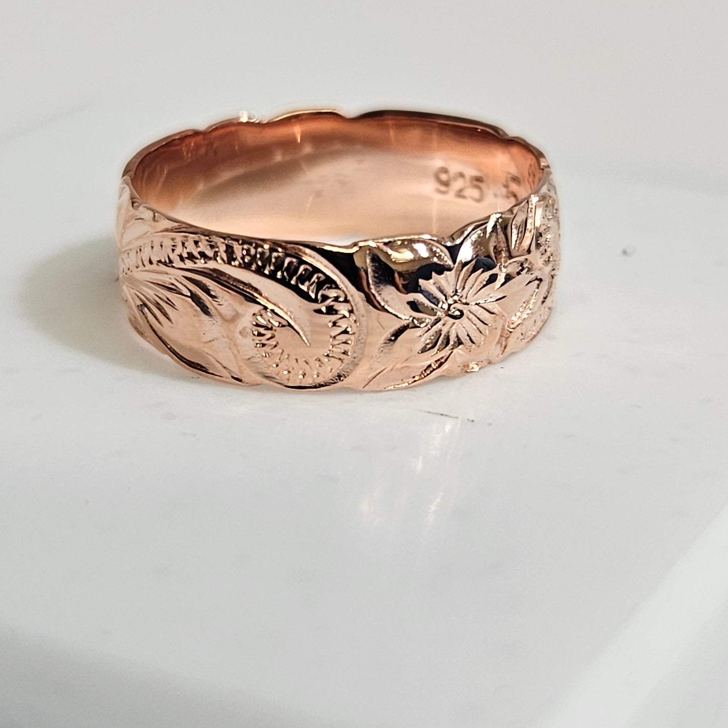 6MM 18K rose gold plated sterling silver hawaiin ring