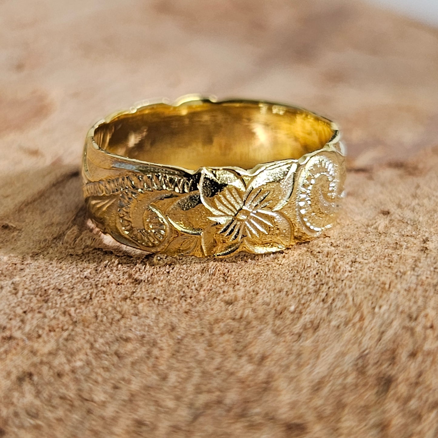 6MM 18k gold plated Sterling silver hawaiian ring