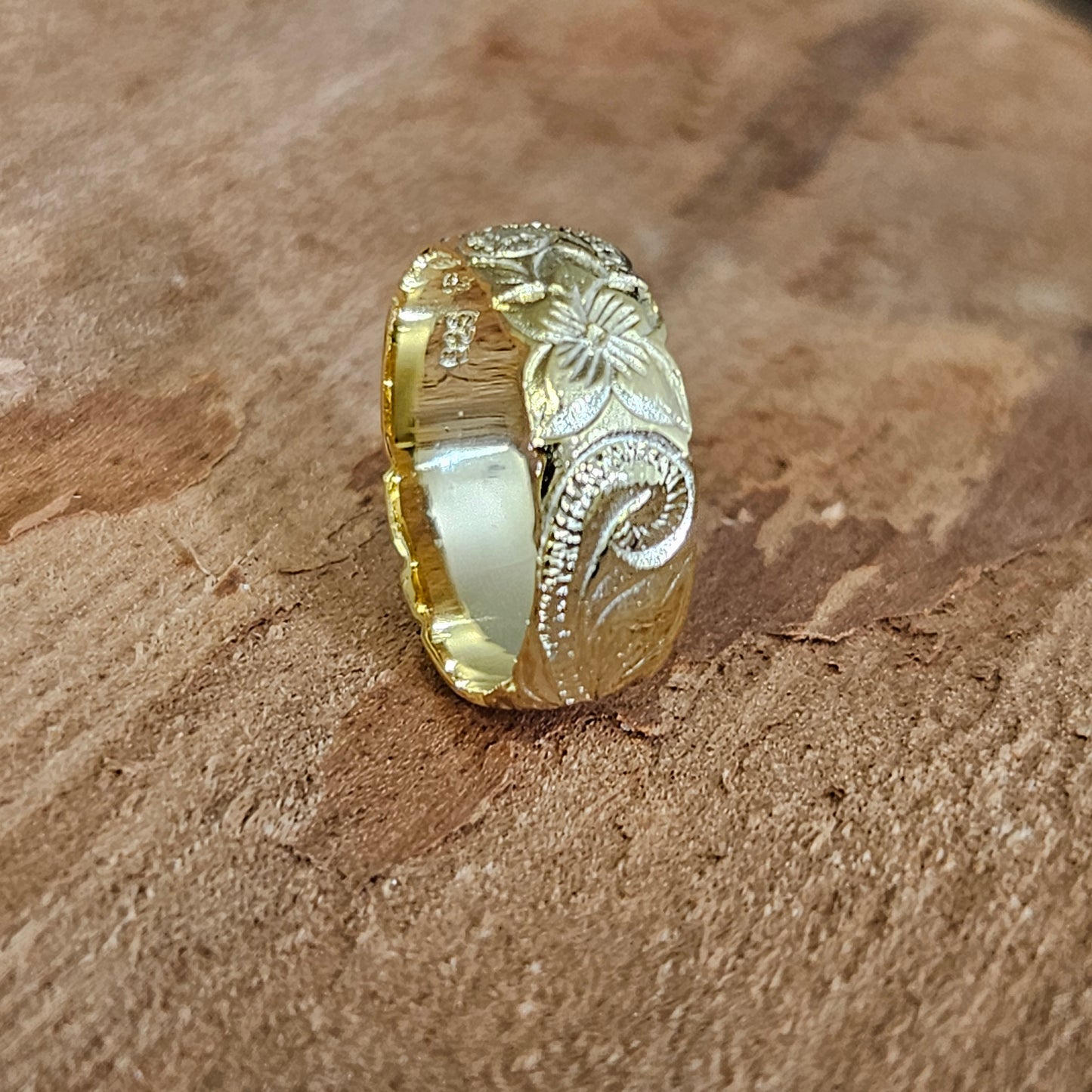 6MM 18k gold plated Sterling silver hawaiian ring