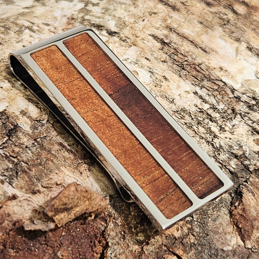 Koa wood stainless steel money clip