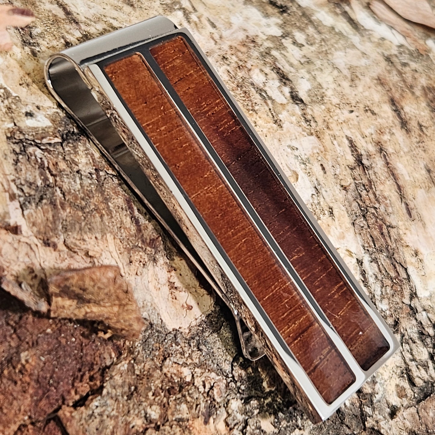 Koa wood stainless steel money clip