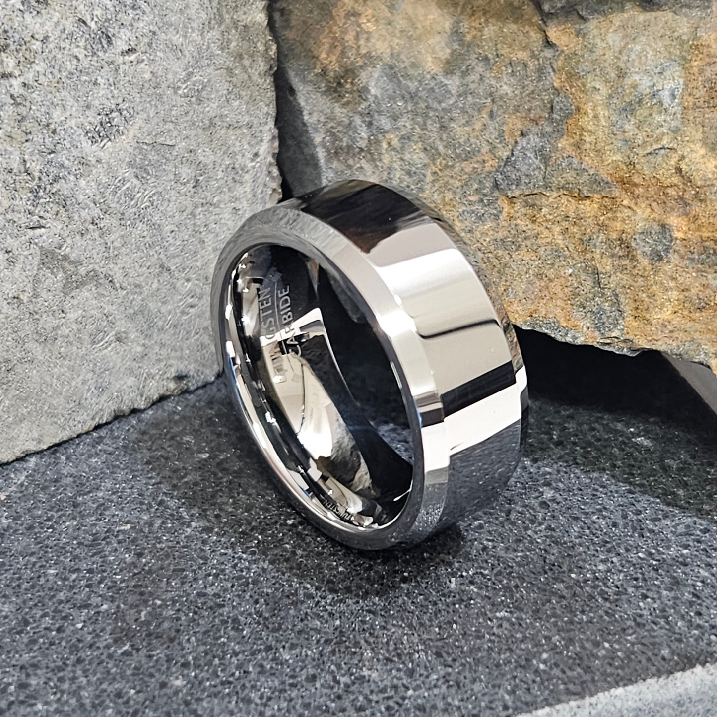 Simple Beveled Edge High polish Tungsten ring