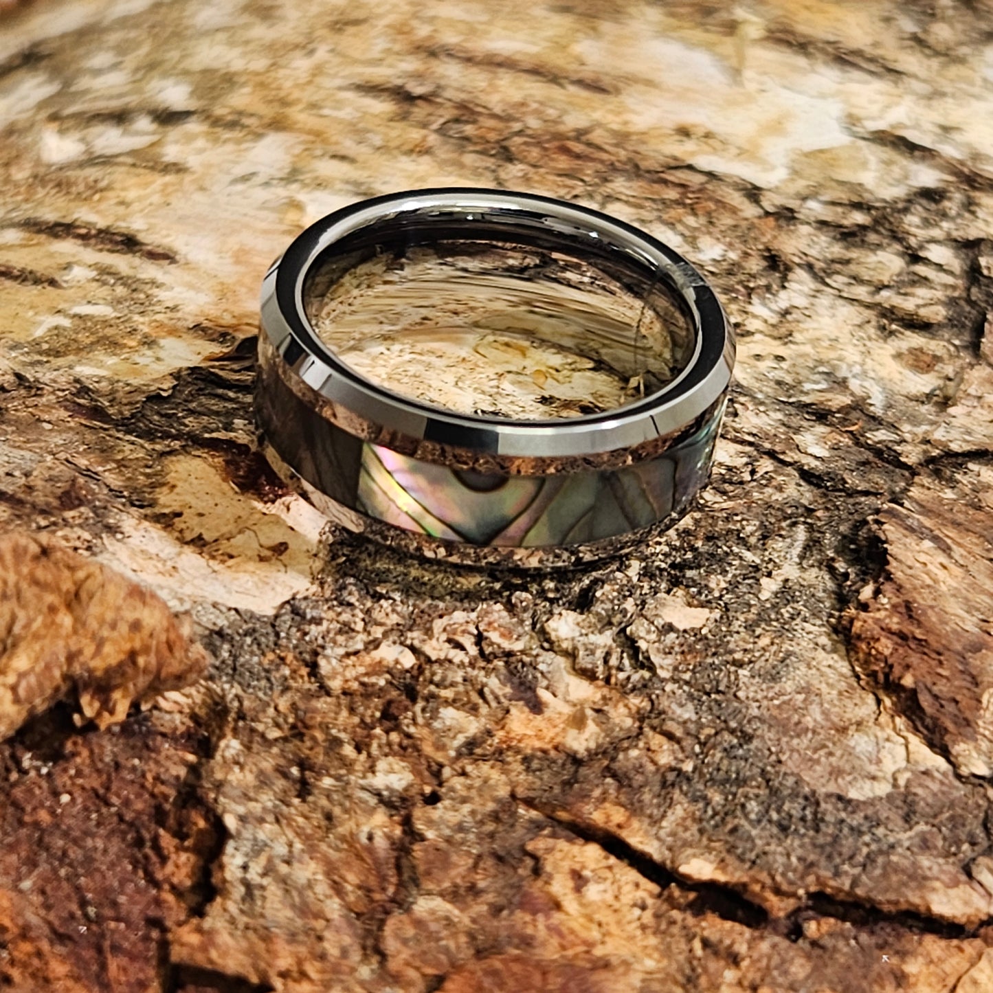 Abalone shell inlay Tungsten ring