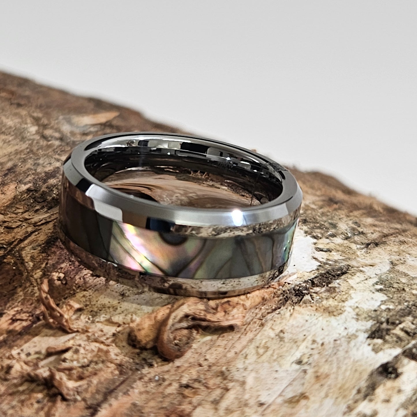 Abalone shell inlay Tungsten ring