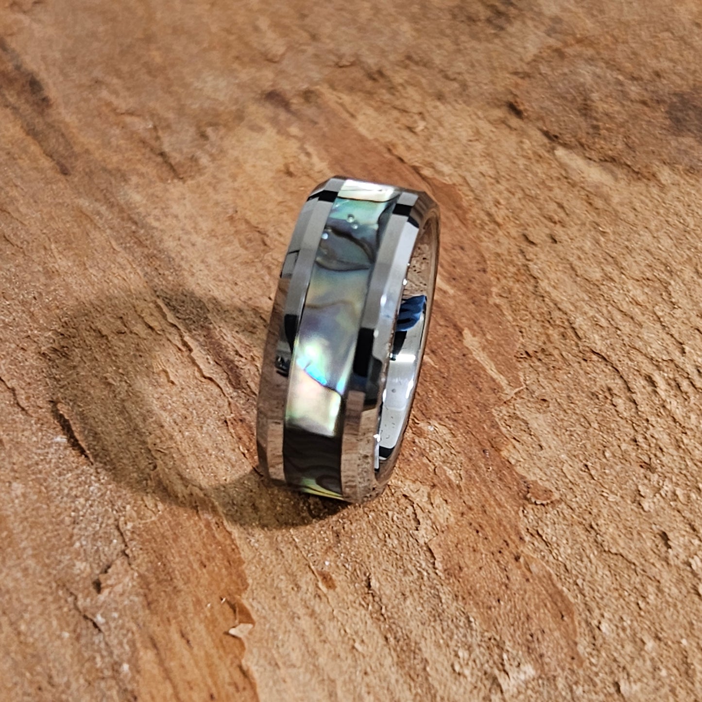 Abalone shell inlay Tungsten ring