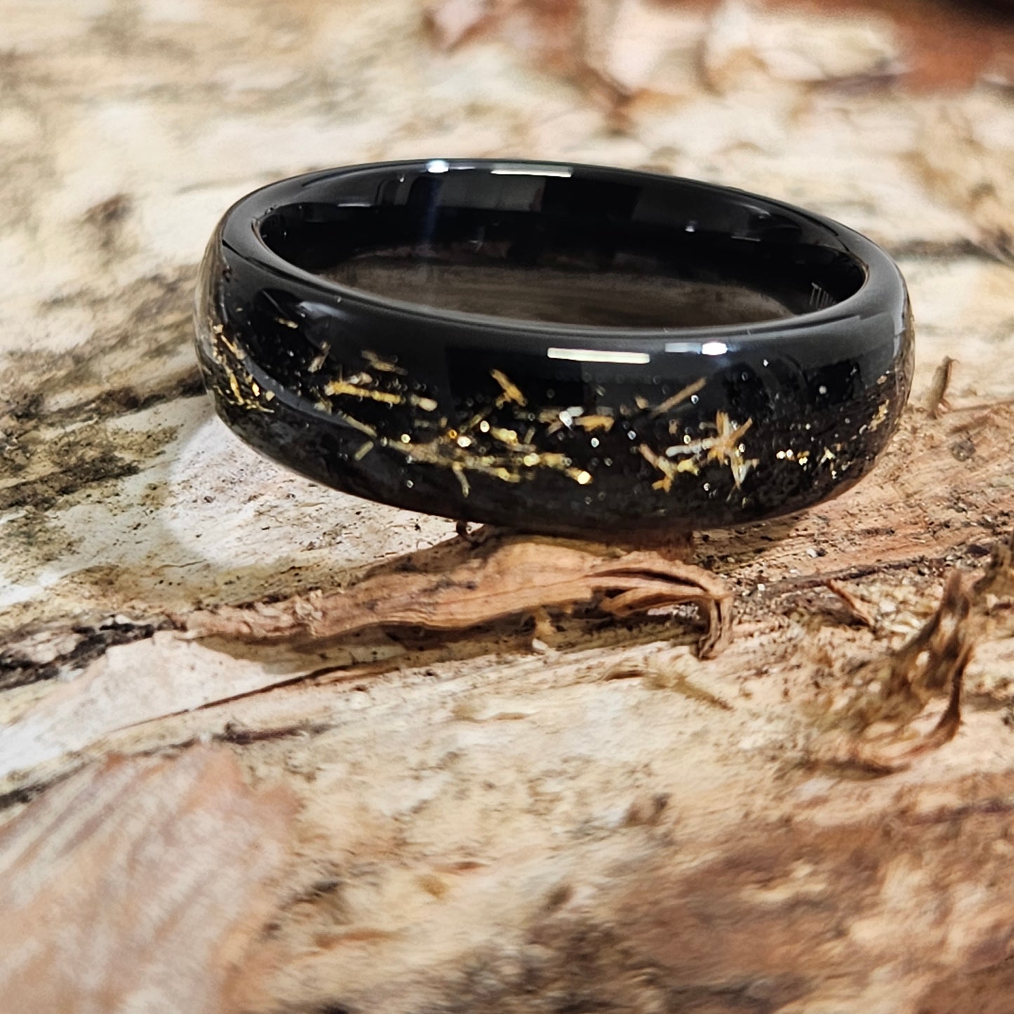 GALAXY EDITION Tungsten ring with gold glitter inlay