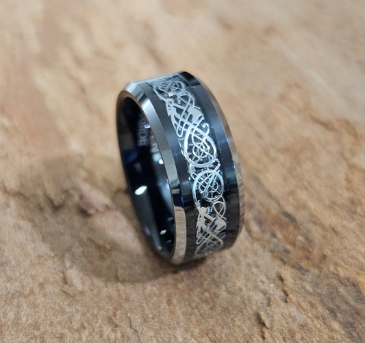 TUNGSTEN CARBIDE ring with celtic engraving