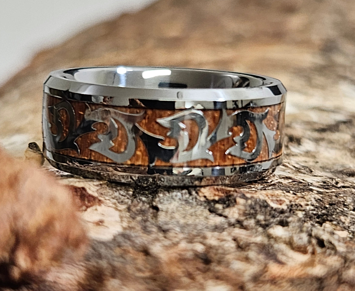 Special HAWAIIAN EDITION Tungsten Koa wood ring(Nalu) 3320