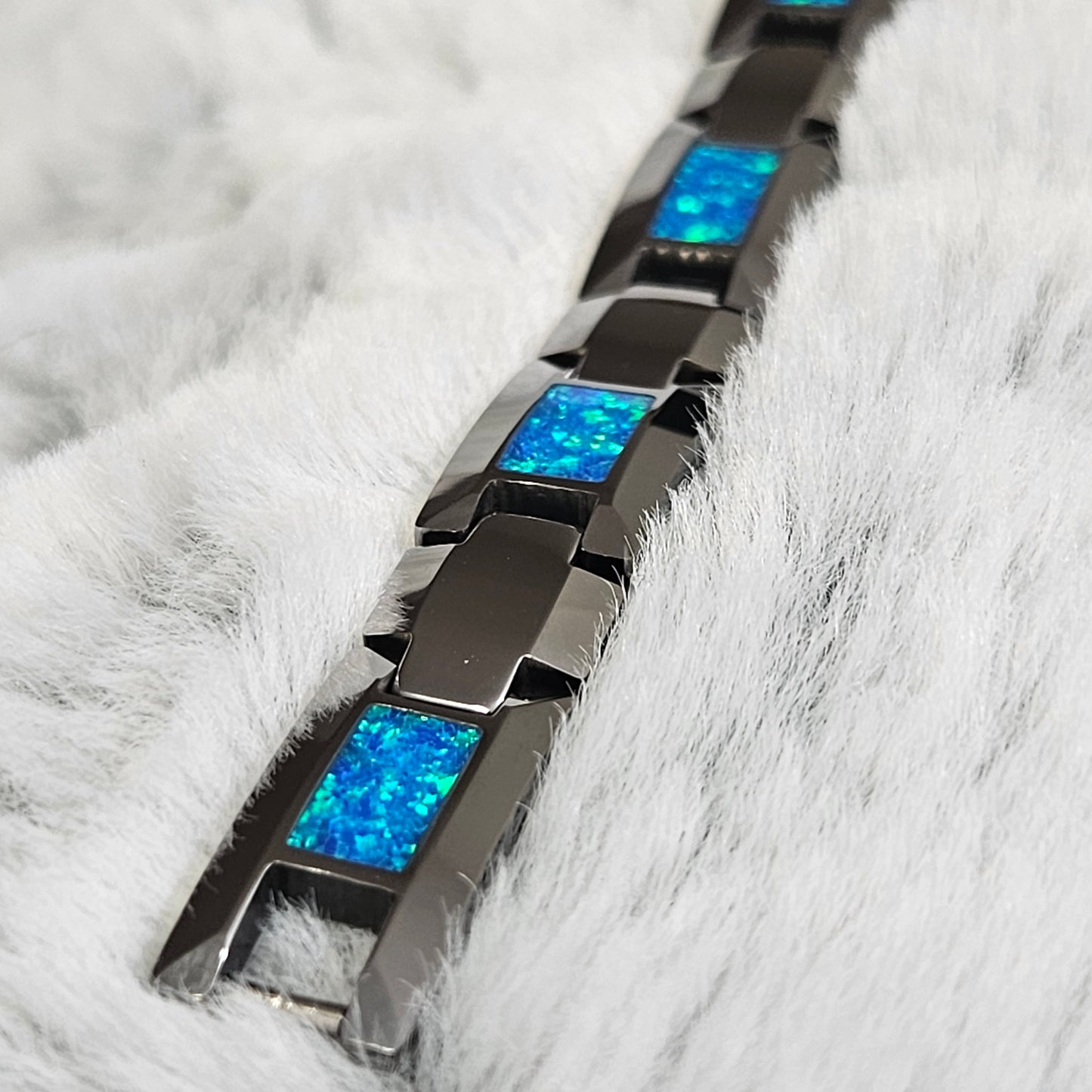 Natural Blue Opal Tungsten bracelet.