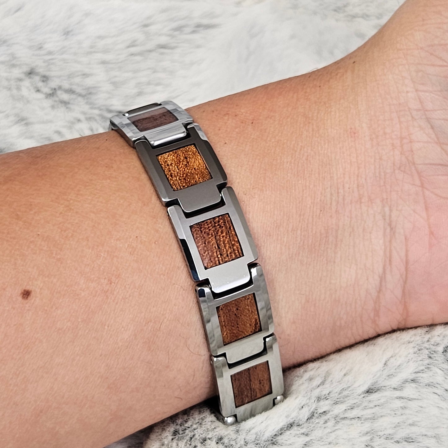 Hawaiian Koa wood Tungsten bracelet