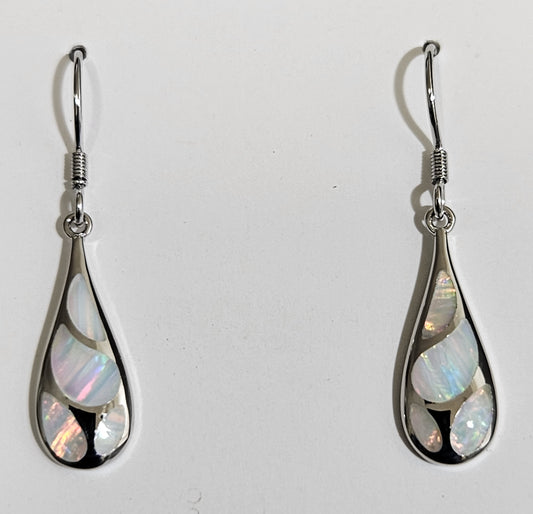 White Opal water drop earring