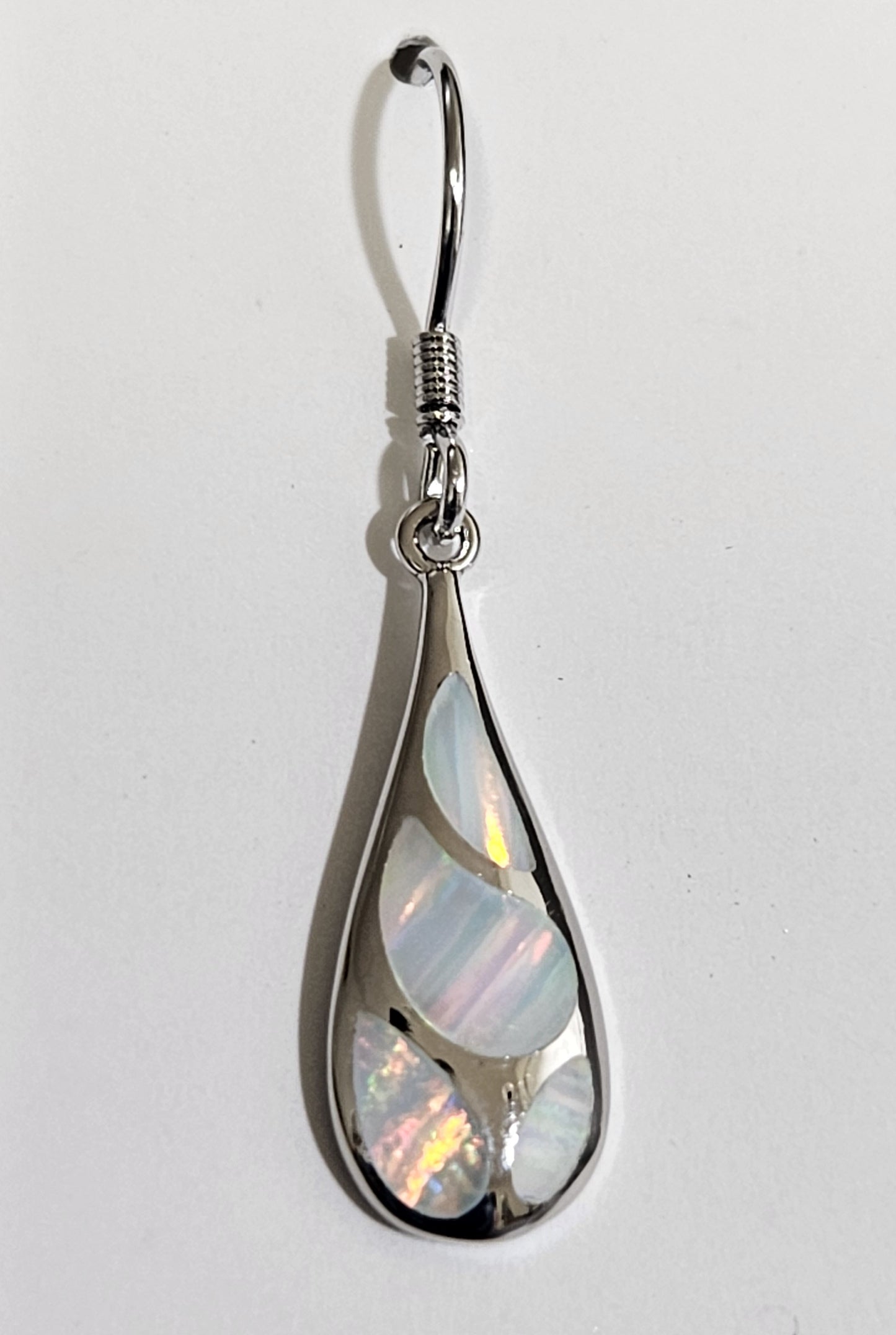 White Opal water drop earring