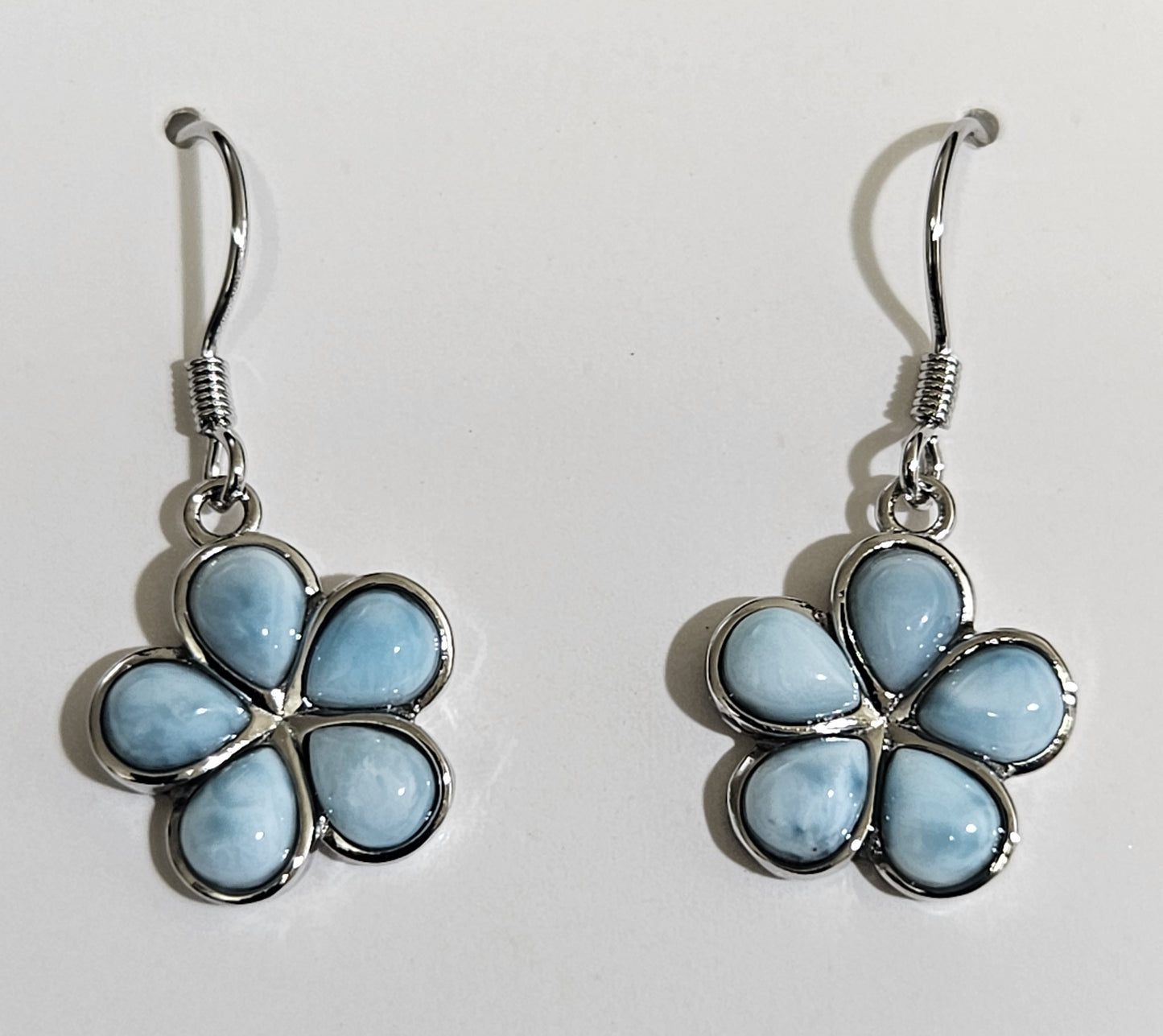 hawaiian plumeria with larimar earring