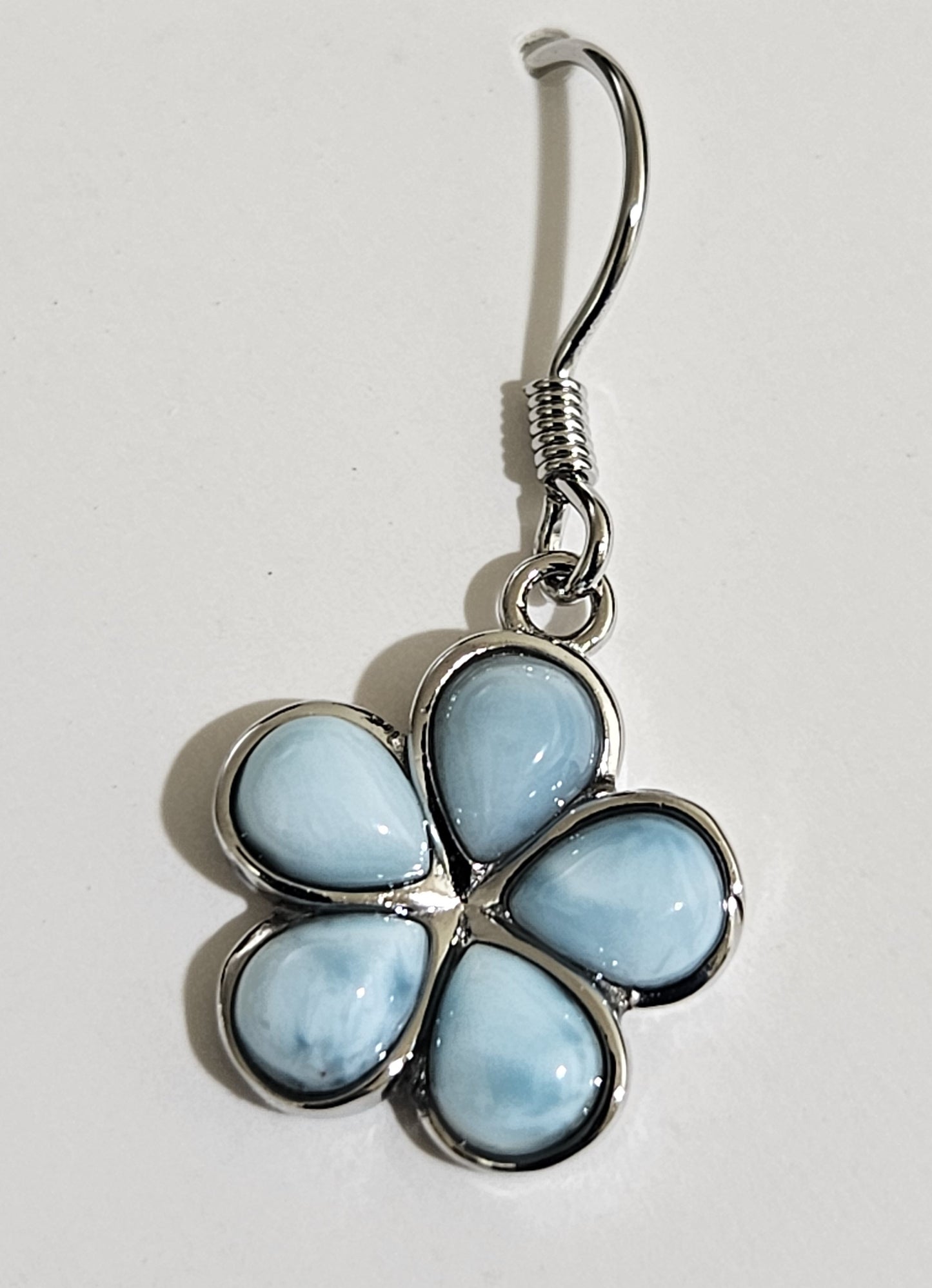 hawaiian plumeria with larimar earring