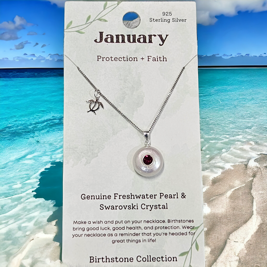 Sterling silver necklace with natural pearl ( January )