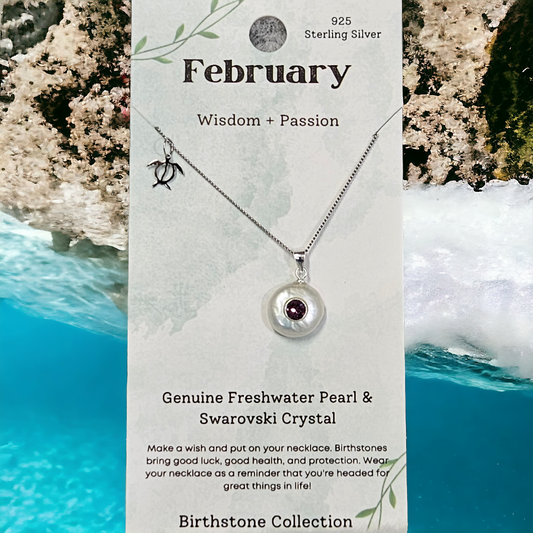 Sterling silver necklace with natural pearl ( February )