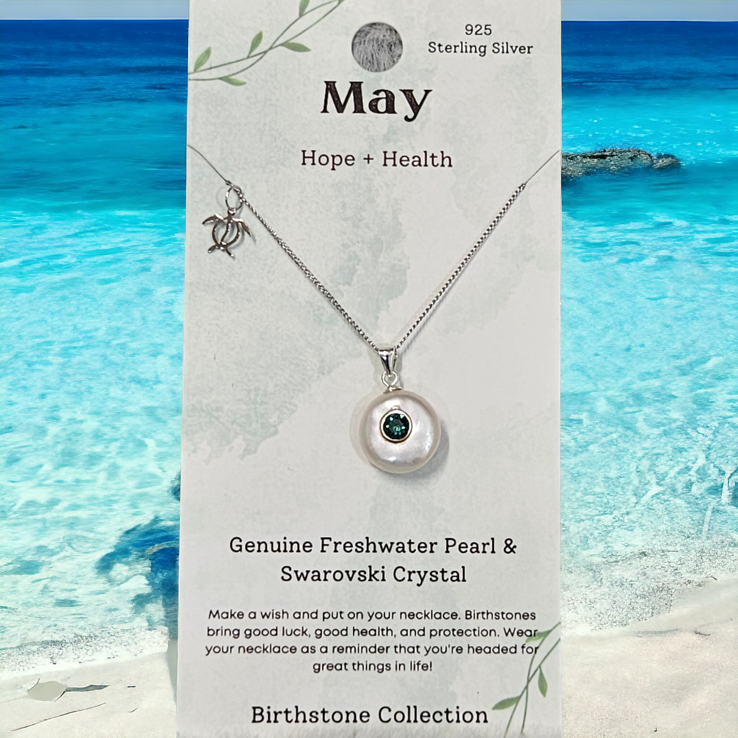 Sterling silver necklace with natural pearl ( May )